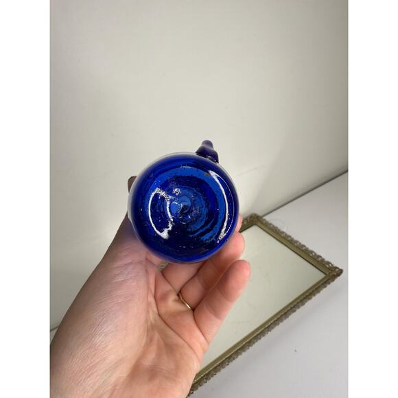 Hand Blown Deep Cobalt Blue Small Pitcher Creamer, Vintage Mexican Avalos - Picture 3 of 10